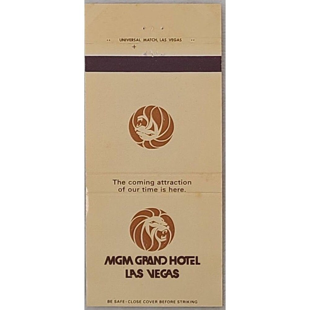Vintage Casino Matchbook Cover MGM Grand Hotel Las Vegas Nevada NV Early Logo